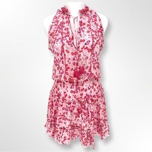 Poupette St Barth XS Mini Floral Vacation Beach Dress Pink